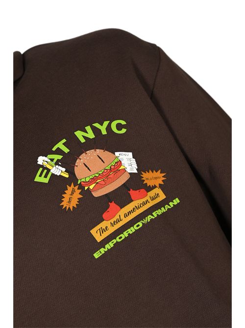 Felpa in cotone con stampa EAT NYC GIORGIO ARMANI | EM003621 AF12896M6185